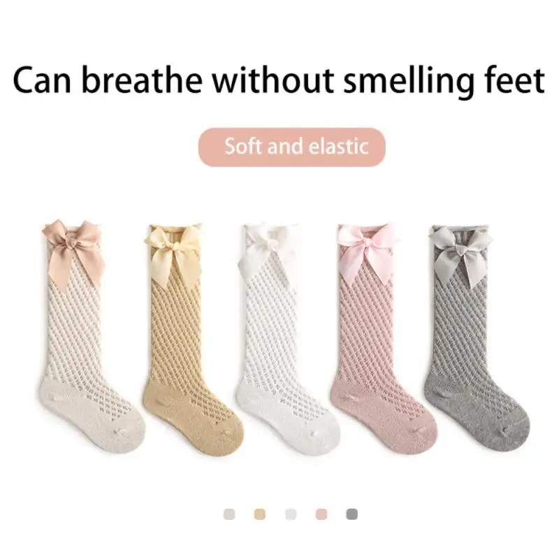1/2PAIRS Детски чорапи лък пролет и лято бебешки аксесоари висока тръба окото чорапи дишаща тънка принцеса чорапи корейски стил Изображение 3