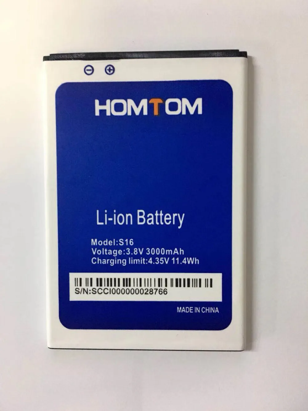 100% оригинална батерия S16 3000mAh подмяна 5.5inch HOMTOM S16 батерия за мобилен телефон Изображение 0