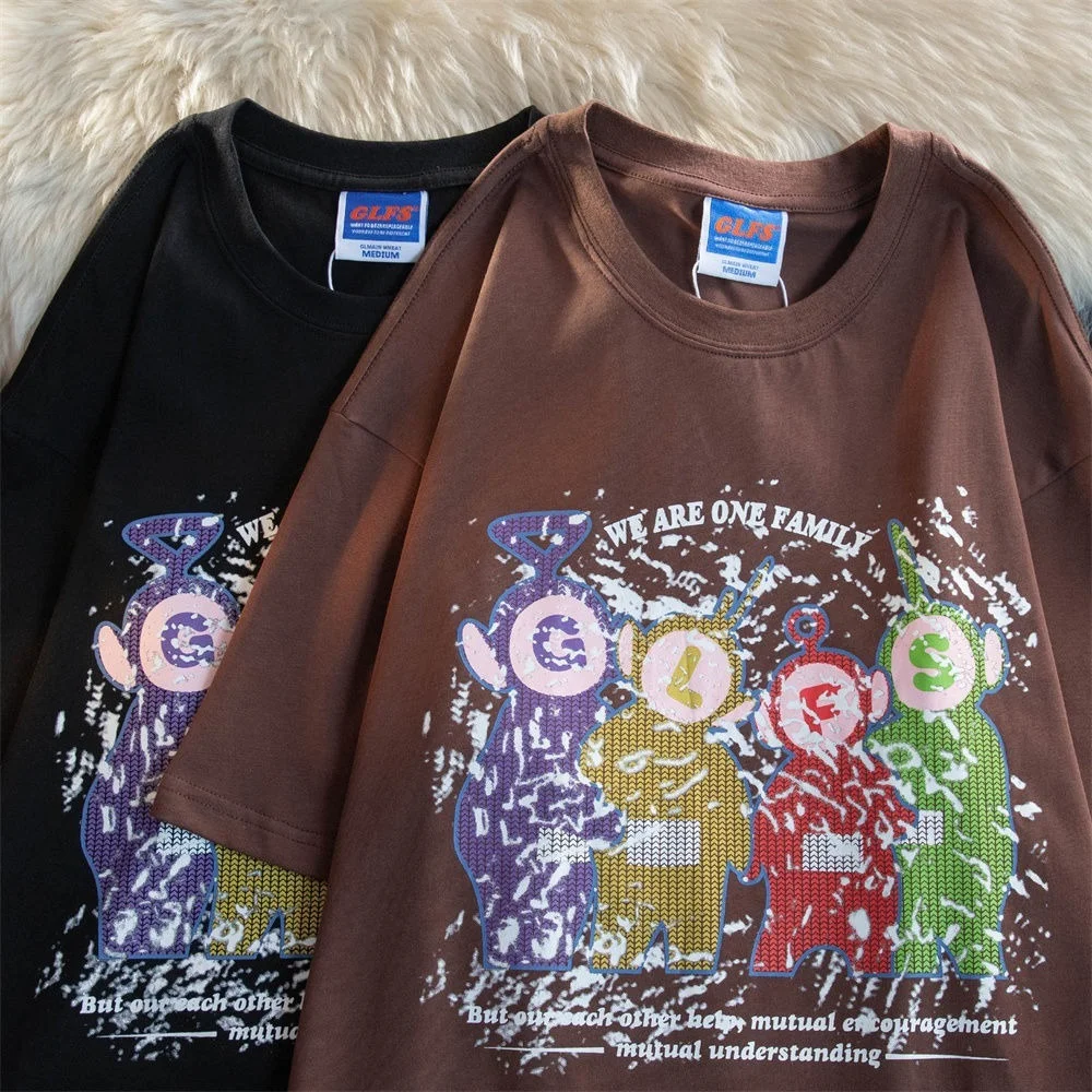 100% памук комфорт лятна тениска американска фея карикатура тениски Kawaii мъже жени извънгабаритни върхове лято основни Harajuku готически дрехи Изображение 1
