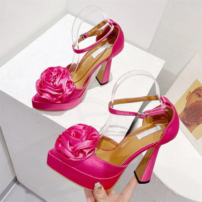 2023 Моден дизайн цвете Супер високи токчета на жените Секси Pointy парти парти платформа обувки Изображение 0