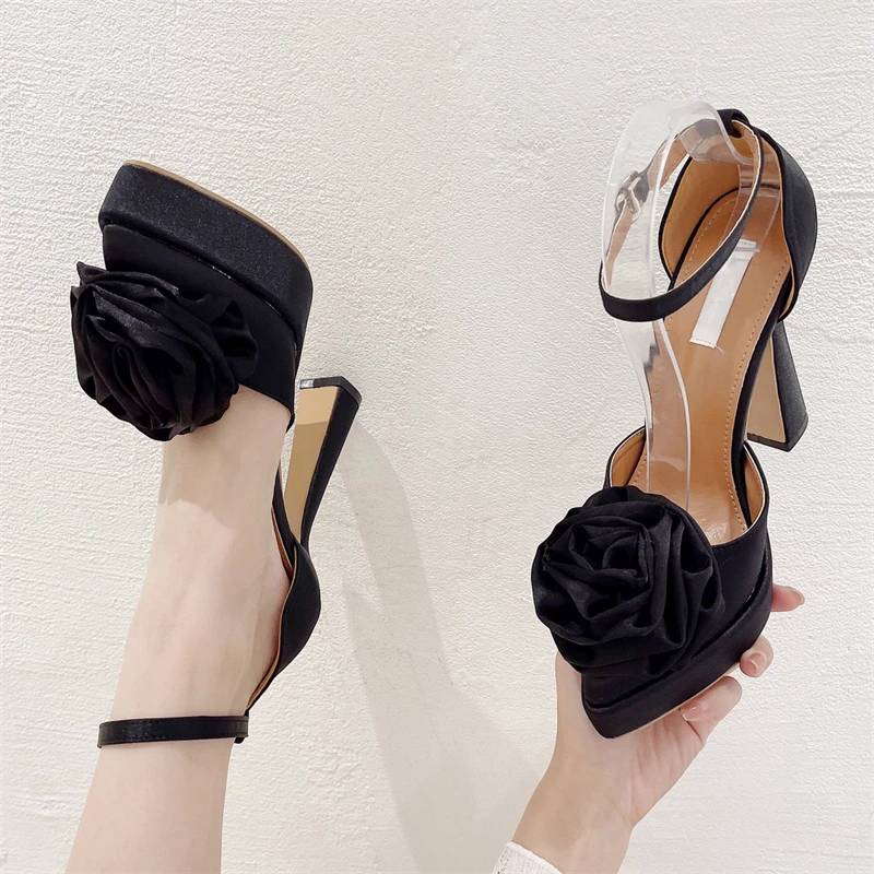 2023 Моден дизайн цвете Супер високи токчета на жените Секси Pointy парти парти платформа обувки Изображение 2