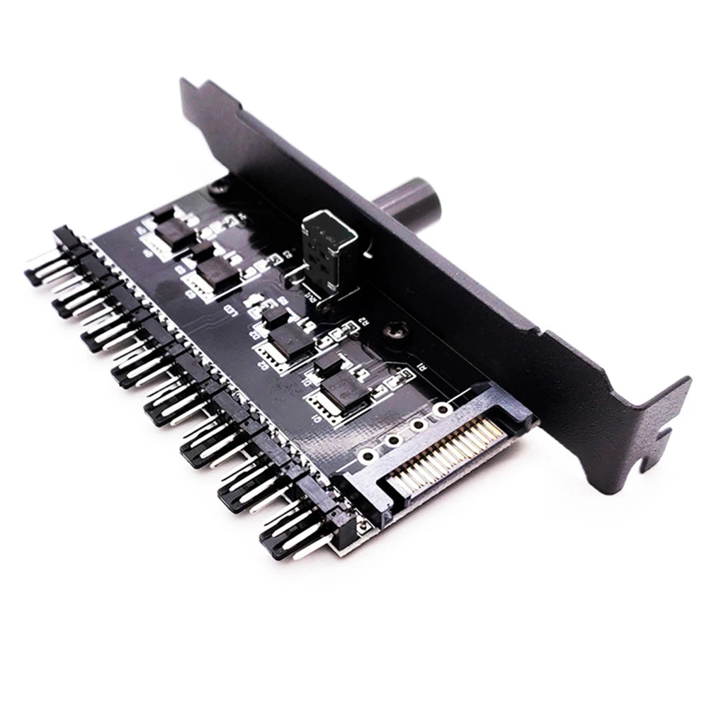 72W PC случай водно охлаждане вентилатор хъб 3 8 начин PCI SATA 4D 3Pin 4Pin скорост контролер компютър сплитер регулатор дънна платка адаптер Изображение 4