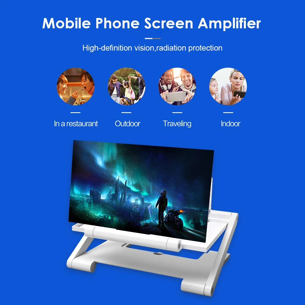 8 инчов 3D HD мобилен телефон екран усилвател скоба сгъваем дисплей увеличена увеличителна стойка мобилен видео лупа бюро притежателя Изображение 3