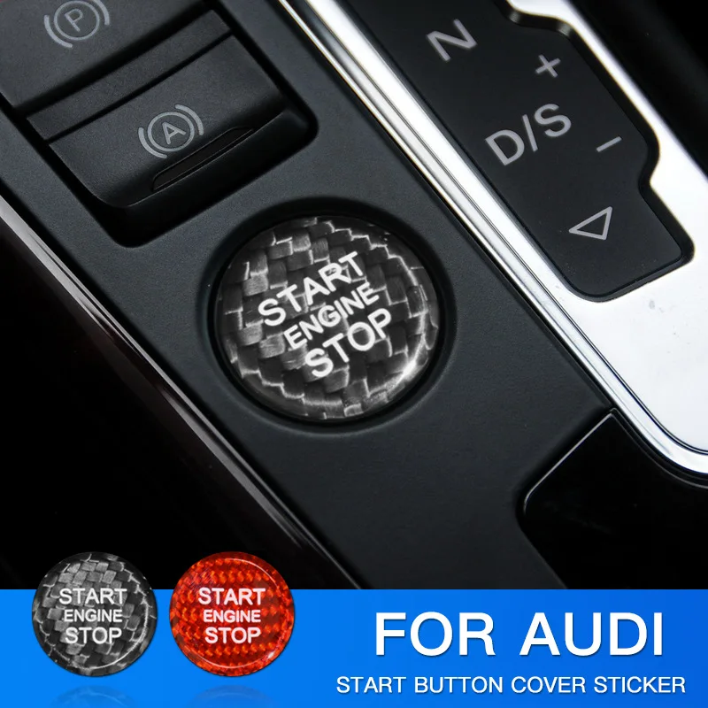 Car Start Stop Бутони за превключване на двигателя Подстригване на въглеродни влакна за Audi Q5 / Q7 / A7 / A6L / A5 / A4L Калъф за капак на бутона за стартиране без ключ Изображение 0