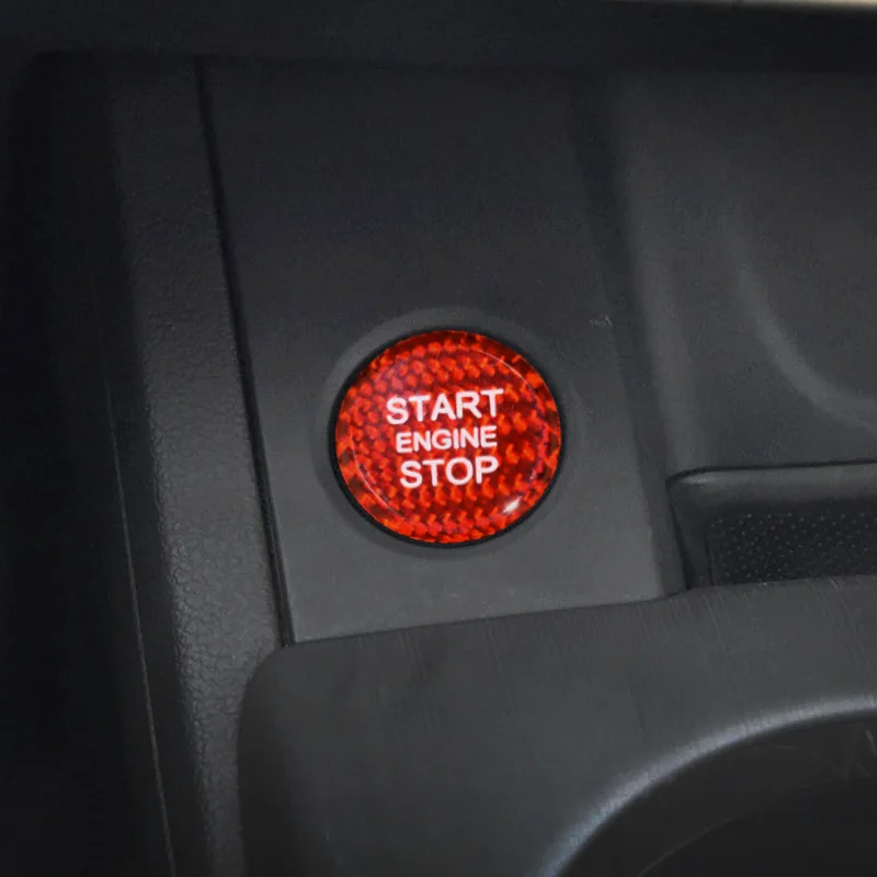 Car Start Stop Бутони за превключване на двигателя Подстригване на въглеродни влакна за Audi Q5 / Q7 / A7 / A6L / A5 / A4L Калъф за капак на бутона за стартиране без ключ Изображение 1