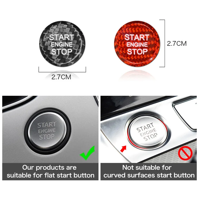 Car Start Stop Бутони за превключване на двигателя Подстригване на въглеродни влакна за Audi Q5 / Q7 / A7 / A6L / A5 / A4L Калъф за капак на бутона за стартиране без ключ Изображение 4