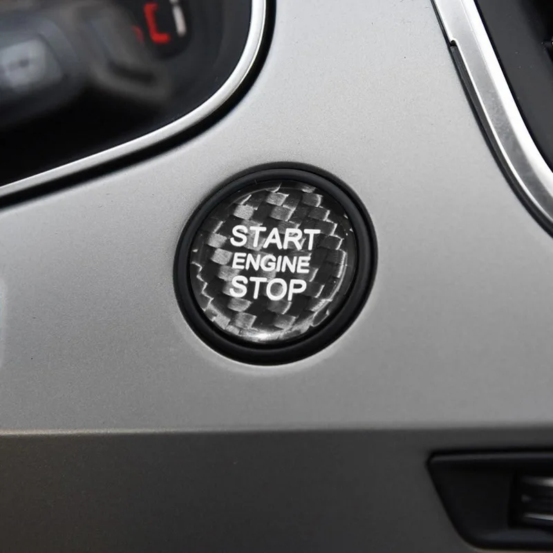 Car Start Stop Бутони за превключване на двигателя Подстригване на въглеродни влакна за Audi Q5 / Q7 / A7 / A6L / A5 / A4L Калъф за капак на бутона за стартиране без ключ Изображение 5