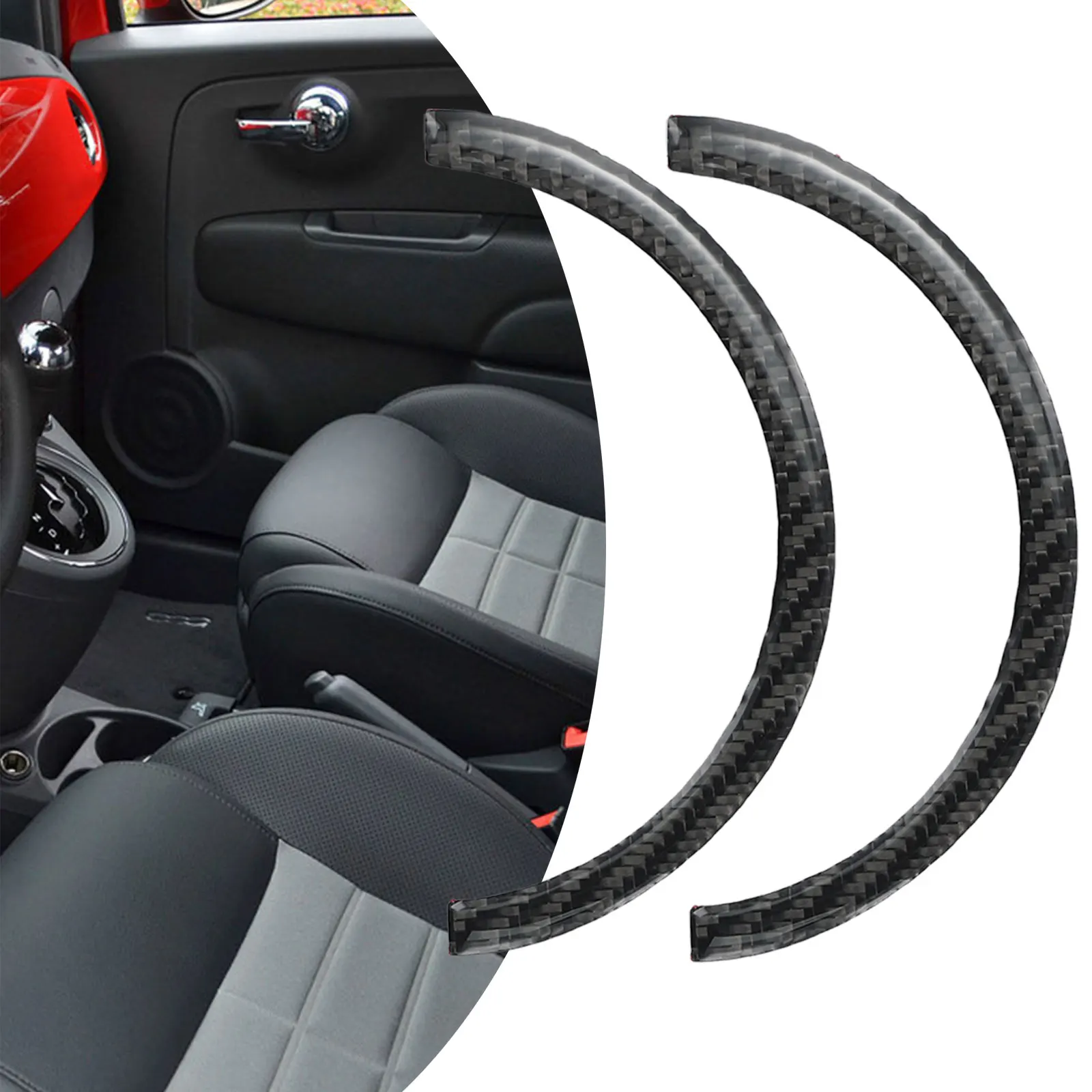 Carbon Fiber Interior Door Handle Panel Trim Cover за Fiat 500 2012 2015 Бърз и лесен монтаж (комплект от 2) Изображение 2