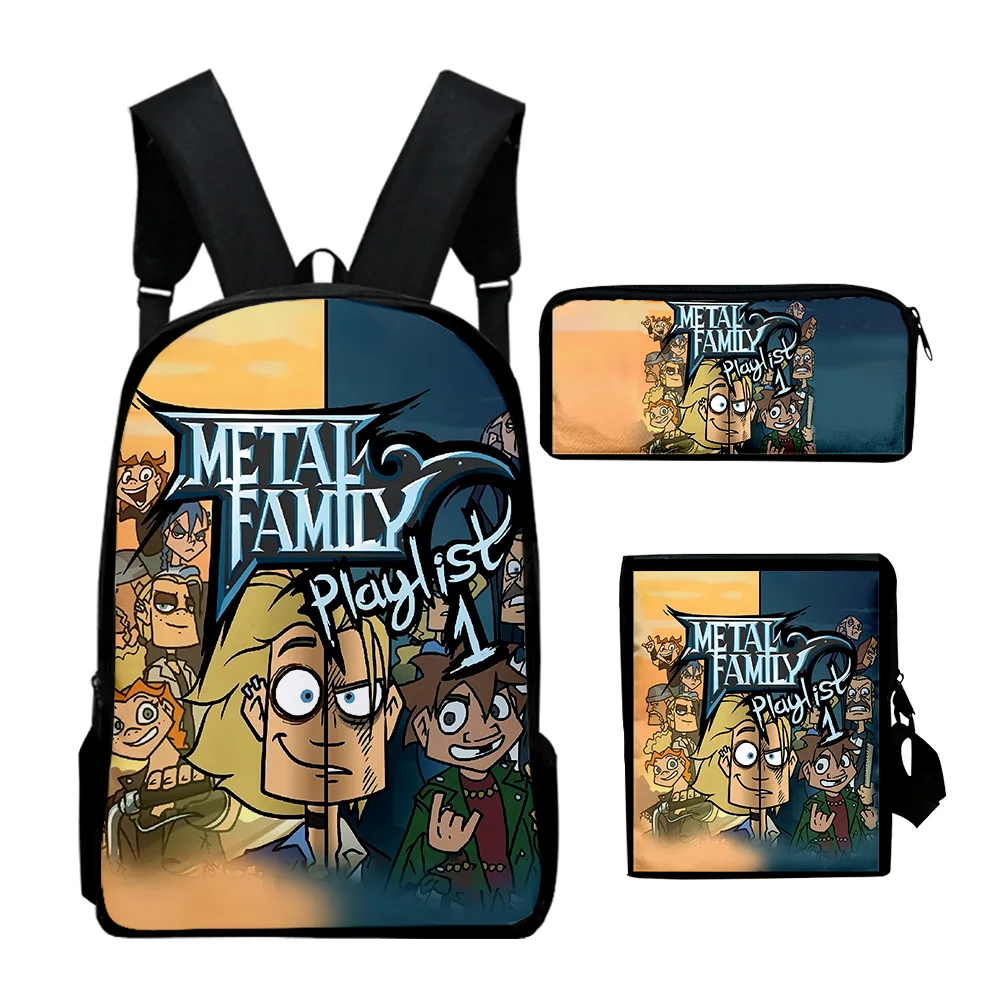 Hip Hop Youthful Metal Family Аниме 3D печат 3бр / Комплект Студентски чанти за пътуване Лаптоп Daypack Раница Чанта за рамо Калъф за молив Изображение 1