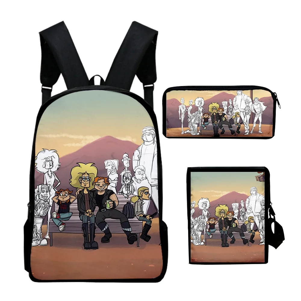 Hip Hop Youthful Metal Family Аниме 3D печат 3бр / Комплект Студентски чанти за пътуване Лаптоп Daypack Раница Чанта за рамо Калъф за молив Изображение 4