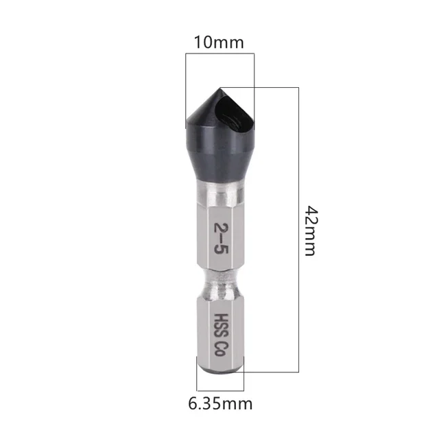 M35 кобалт HRC89 TiAlN Countersink свредло 1/4 инчов шестнадесетичен джолан 90 градуса почистване на чеплъци Тип нож инструмент Изображение 1