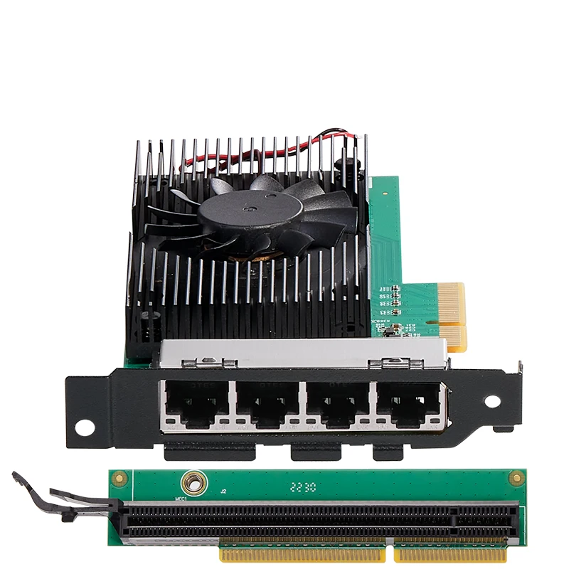 NEW PCI Express Network Card PCIe x4 to 4 Port RJ45 10/100/1000M/2.5G Gigabit Ethernet Card Lan адаптер 2.5G за Intel i225 чип Изображение 2