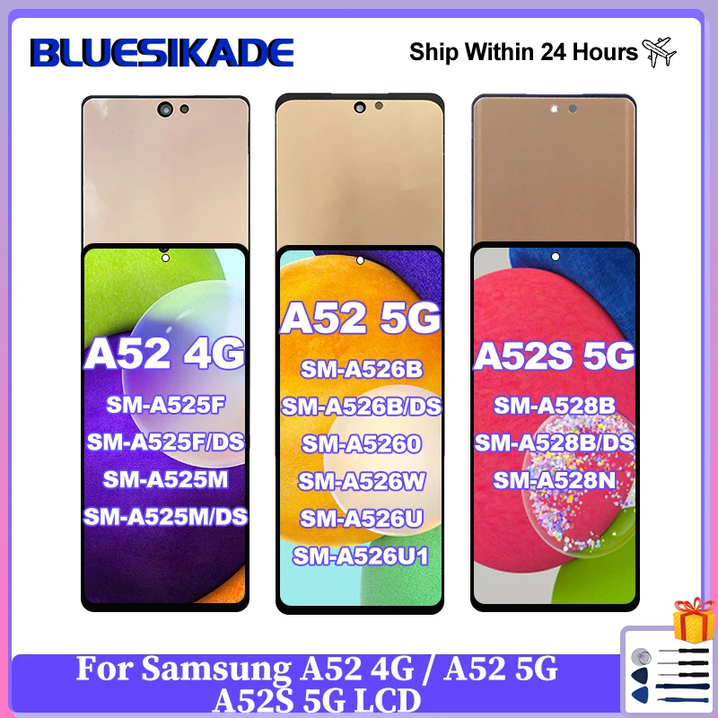 OLED за Samsung Galaxy A52 5G A526 A526B LCD дисплей A52 4G A525 A525F сензорен екран за A52s 5G LCD A528 A528B Замяна на части Изображение 0