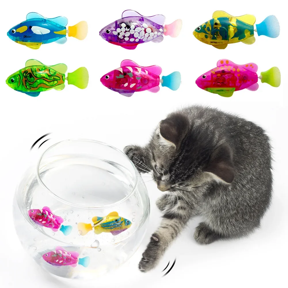 Pet Cat Toy LED Interactive Swimming Robot Fish Toys For Cat Glowing Electric Fish Toy To Stimulate Pet's Hunter Instincts Изображение 3
