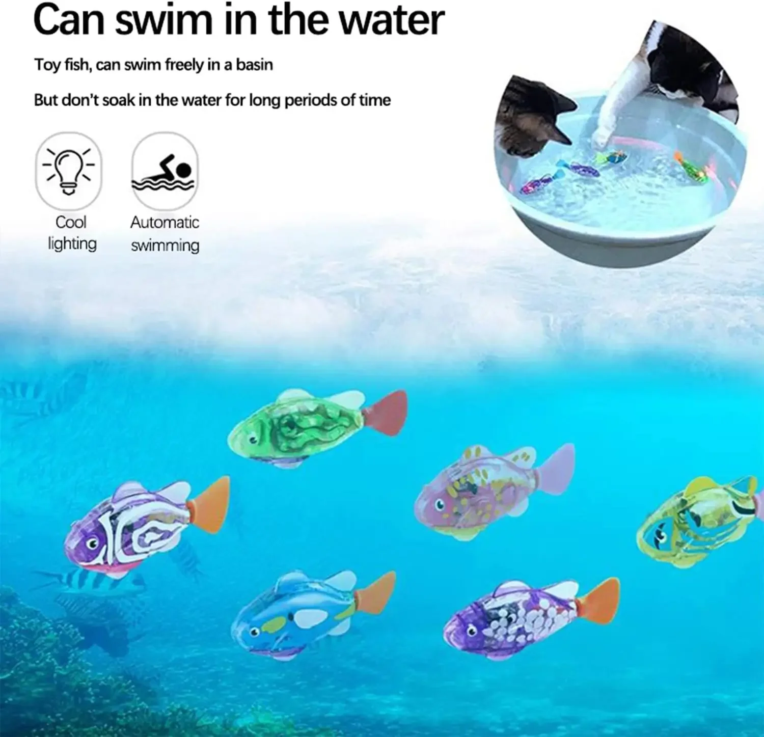 Pet Cat Toy LED Interactive Swimming Robot Fish Toys For Cat Glowing Electric Fish Toy To Stimulate Pet's Hunter Instincts Изображение 4