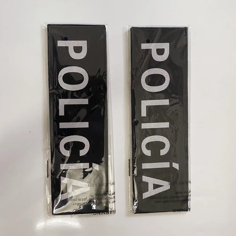 Policía Patches 2 броя Голям отразяващ пластир 27x8cm Черни полицейски лепенки за яке с полицейска жилетка Изображение 4