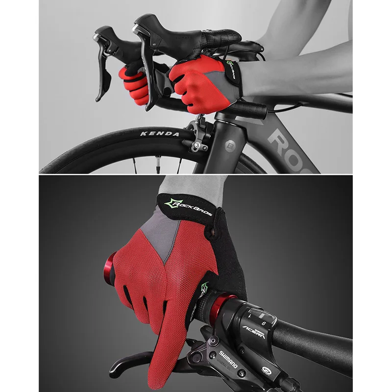 RockBros Ръкавици за колоездене Велосипед с дълъг пръст Guantes Ciclismo Touch Screen Фитнес ръкавици Пролетно лято MTB Ръкавици за шосейни велосипеди Изображение 5