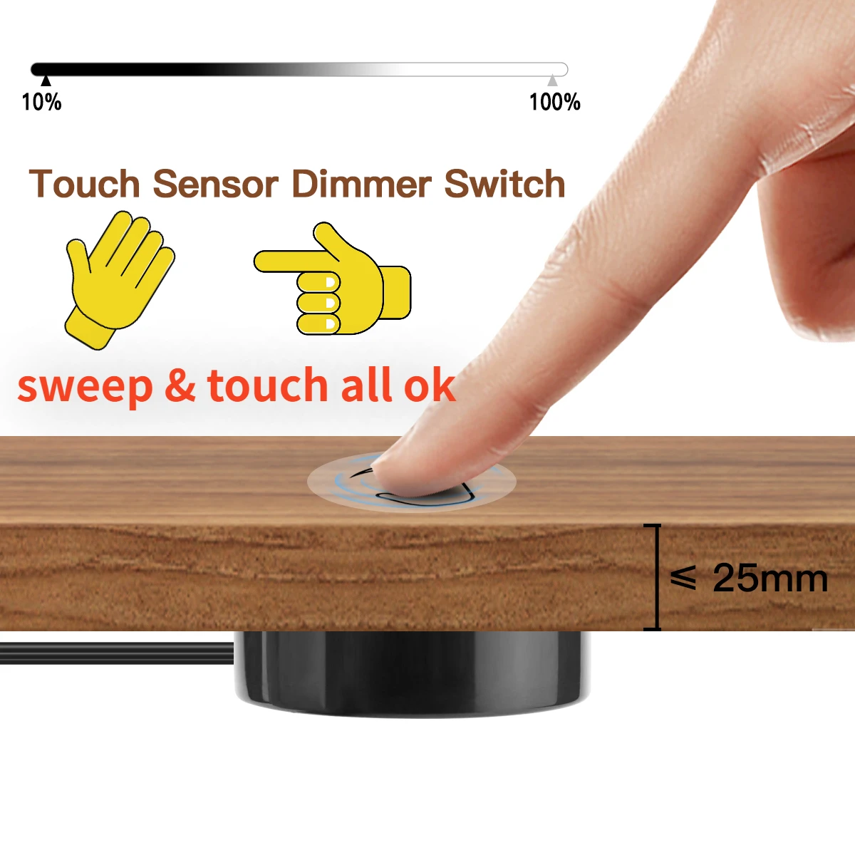 switch сензор за докосване превключвател Проникващ 25mm сензор за дървен панел LED сензор за докосване 12V 24V 60W сензор за управление на светлината Изображение 2
