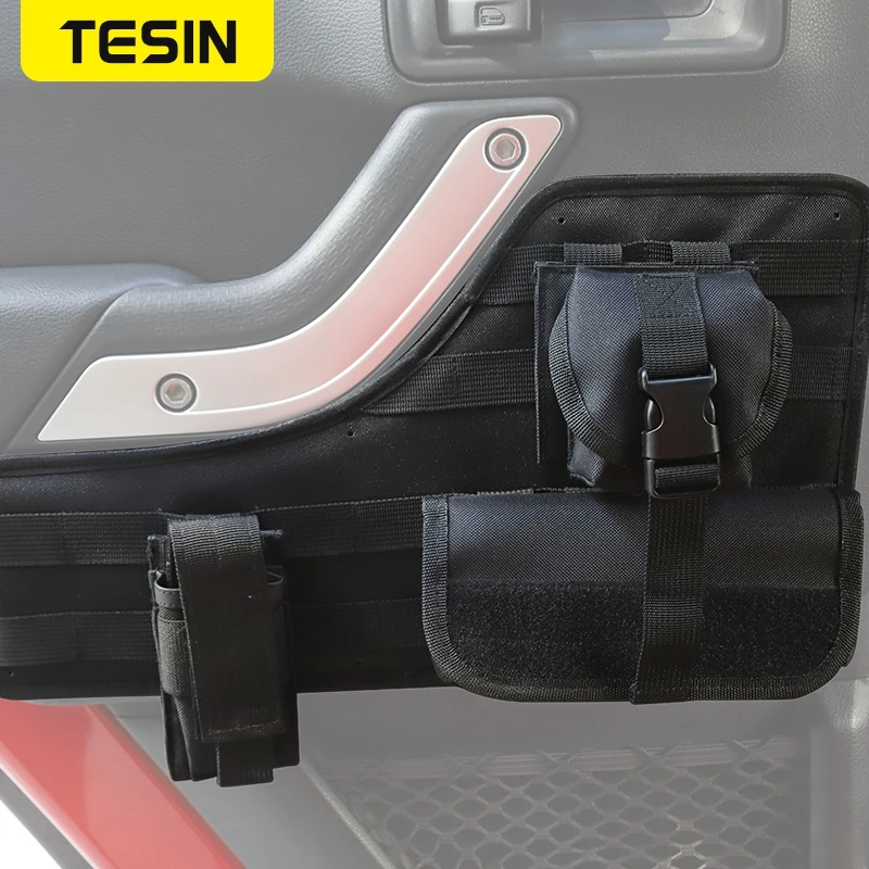 TESIN Подреждане на автомобили Предна задна врата чанта за съхранение Тактически висящи съвет Организатор аксесоари за Jeep Wrangler JK 2011 Up Изображение 3