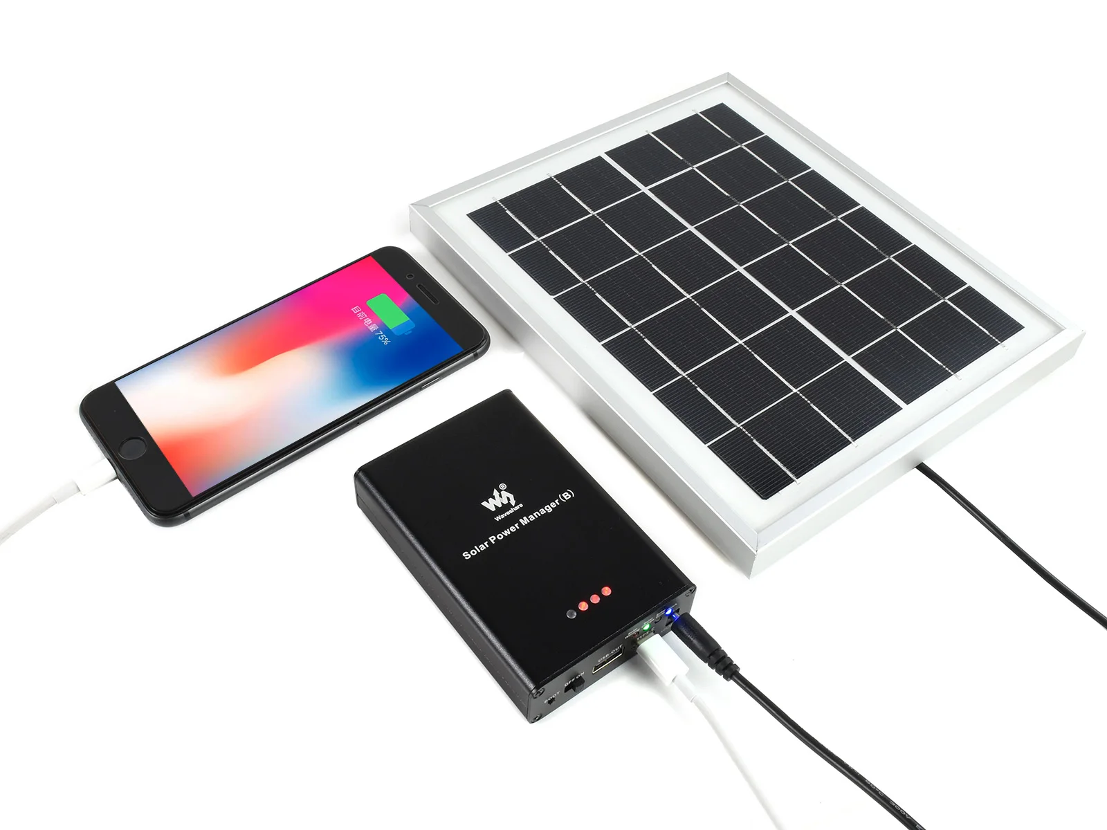 Waveshare Solar Power Manager, вградена 10000mAh Li-Po батерия, поддържа 6V ~ 24V слънчеви панели Изображение 4