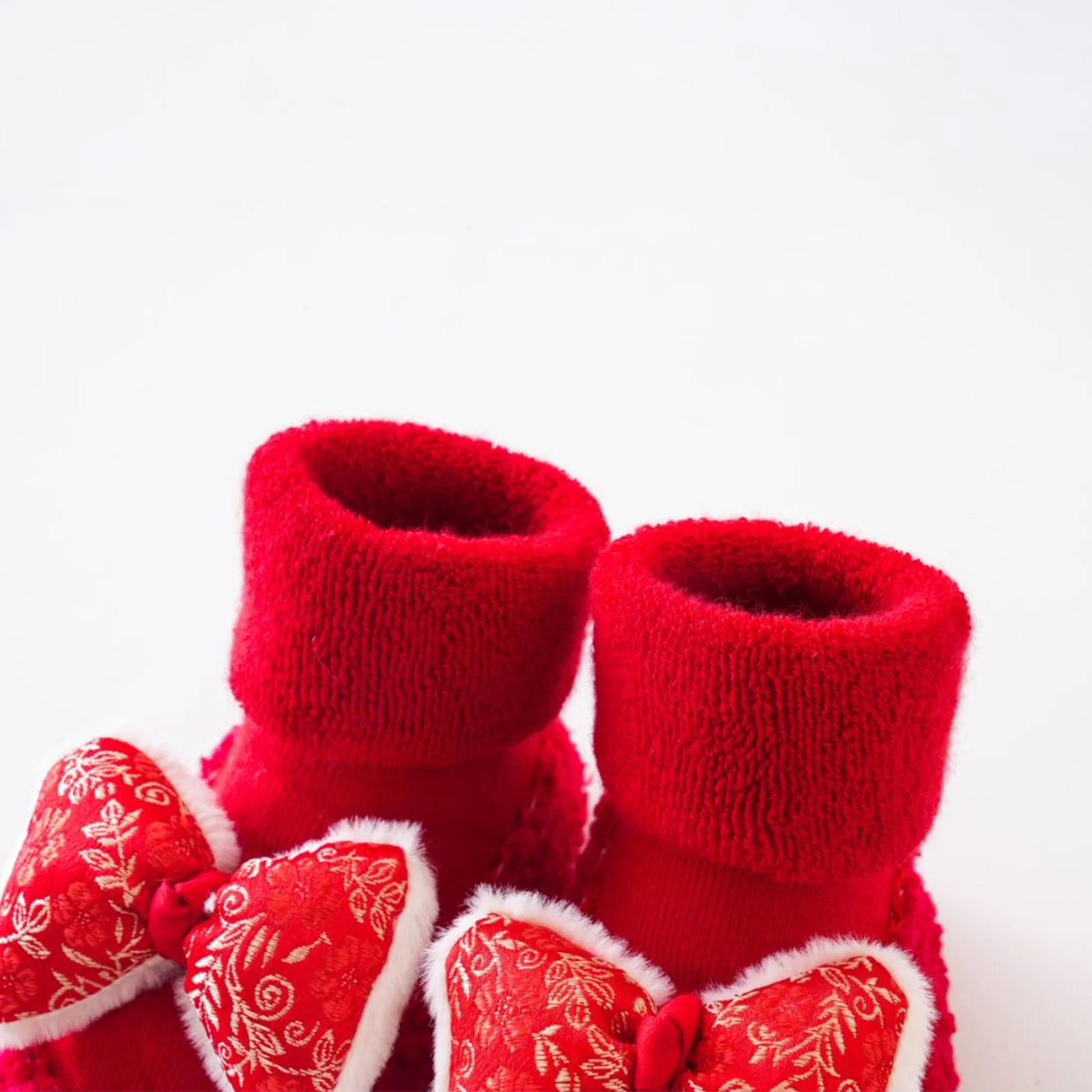 бебе момичета чорапи обувки сладък лък нехлъзгащи чорапи меки леки новогодишни подови чорапи Изображение 4