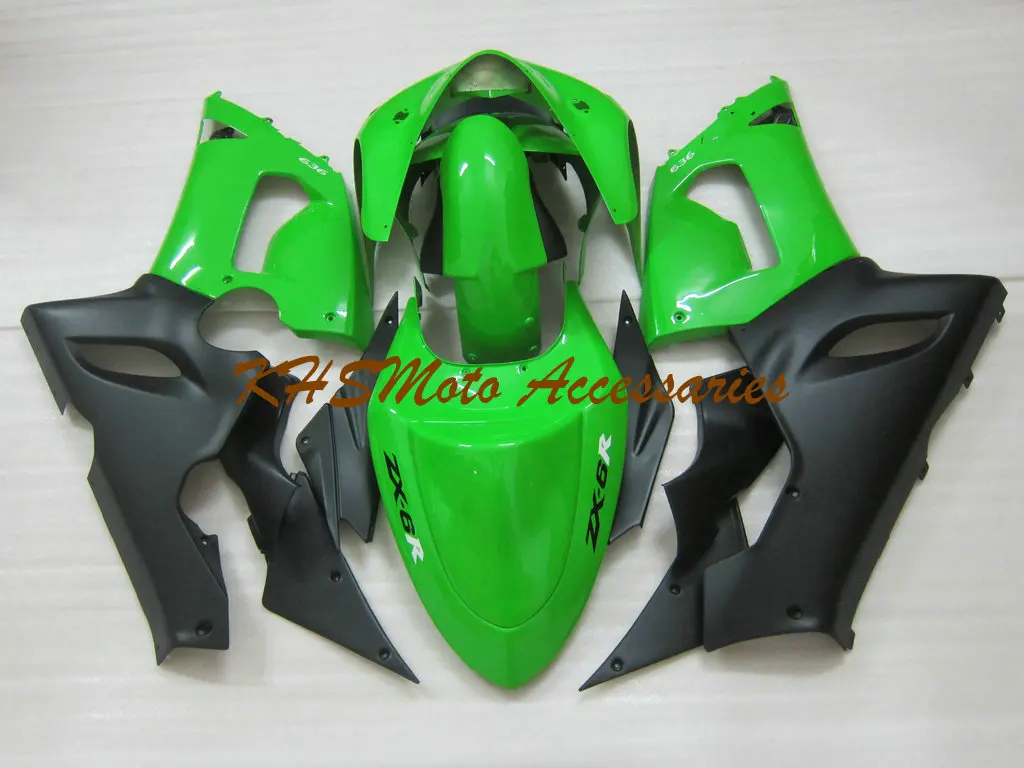 Висококачествени части за мотоциклети за KAWASAKI Ninja ZX6R 05 06 ZX 6R 636 2005 2006 ZX-6R инжектиране зелен черен комплект каросерия Изображение 1
