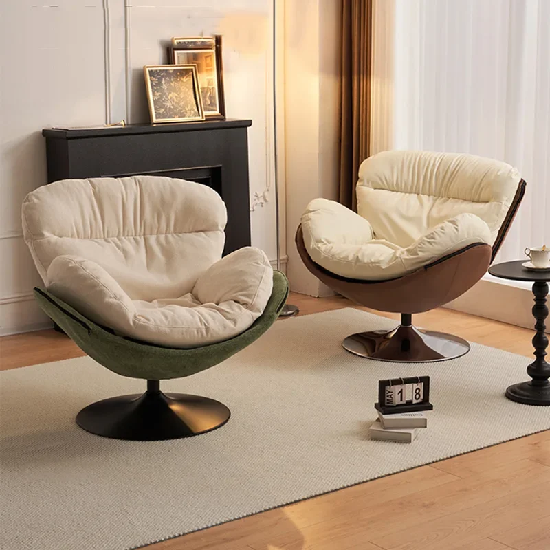Въртящи се дизайнерски столове Етаж Луксозно удобно четене Модерен стол за грим Акцент Скандинавска спалня Релакс Мебели за хол Sillas Изображение 0