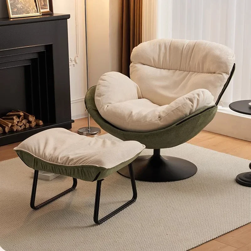 Въртящи се дизайнерски столове Етаж Луксозно удобно четене Модерен стол за грим Акцент Скандинавска спалня Релакс Мебели за хол Sillas Изображение 3