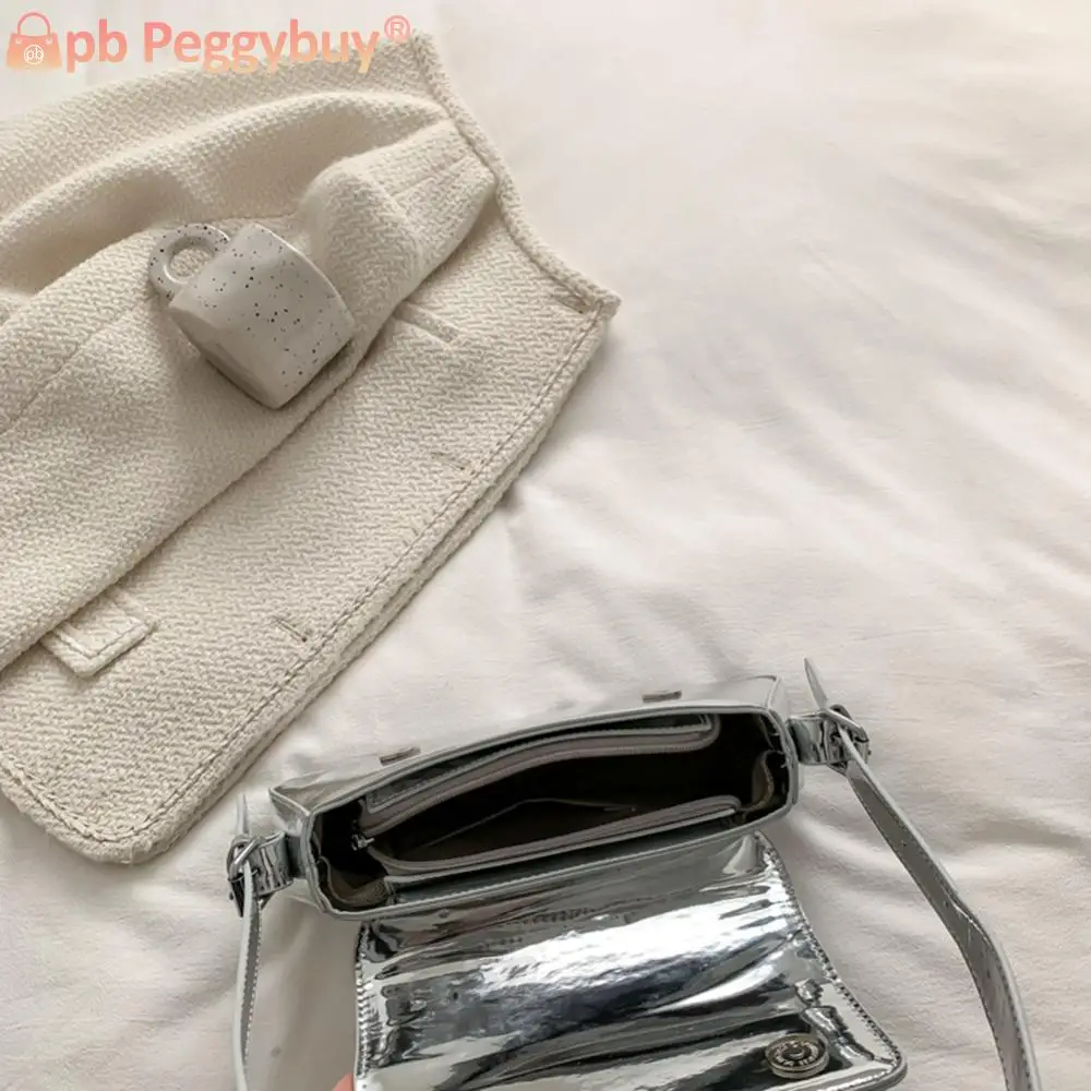 Дамски вечерна ръчна чанта PU кожена дамска чанта за подмишници ярка мода случайни преносими изящни плътен цвят женски чанта Изображение 3