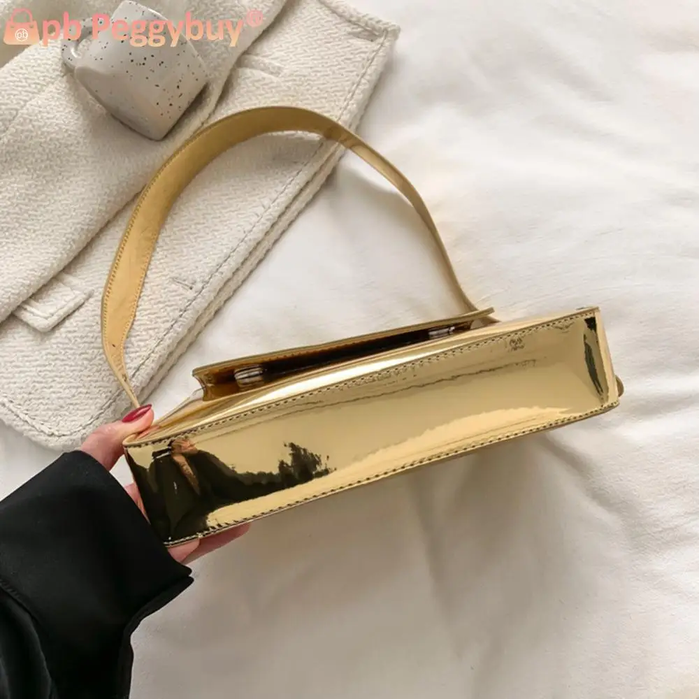 Дамски вечерна ръчна чанта PU кожена дамска чанта за подмишници ярка мода случайни преносими изящни плътен цвят женски чанта Изображение 4