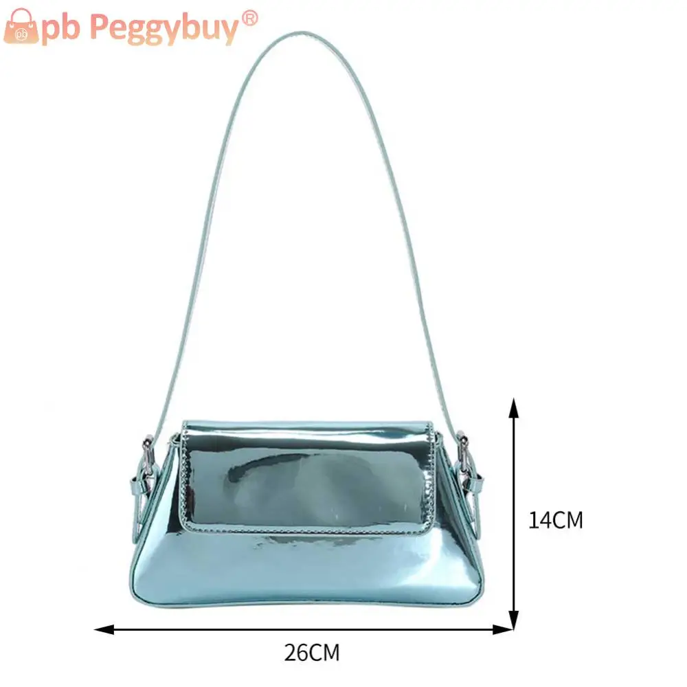 Дамски вечерна ръчна чанта PU кожена дамска чанта за подмишници ярка мода случайни преносими изящни плътен цвят женски чанта Изображение 5