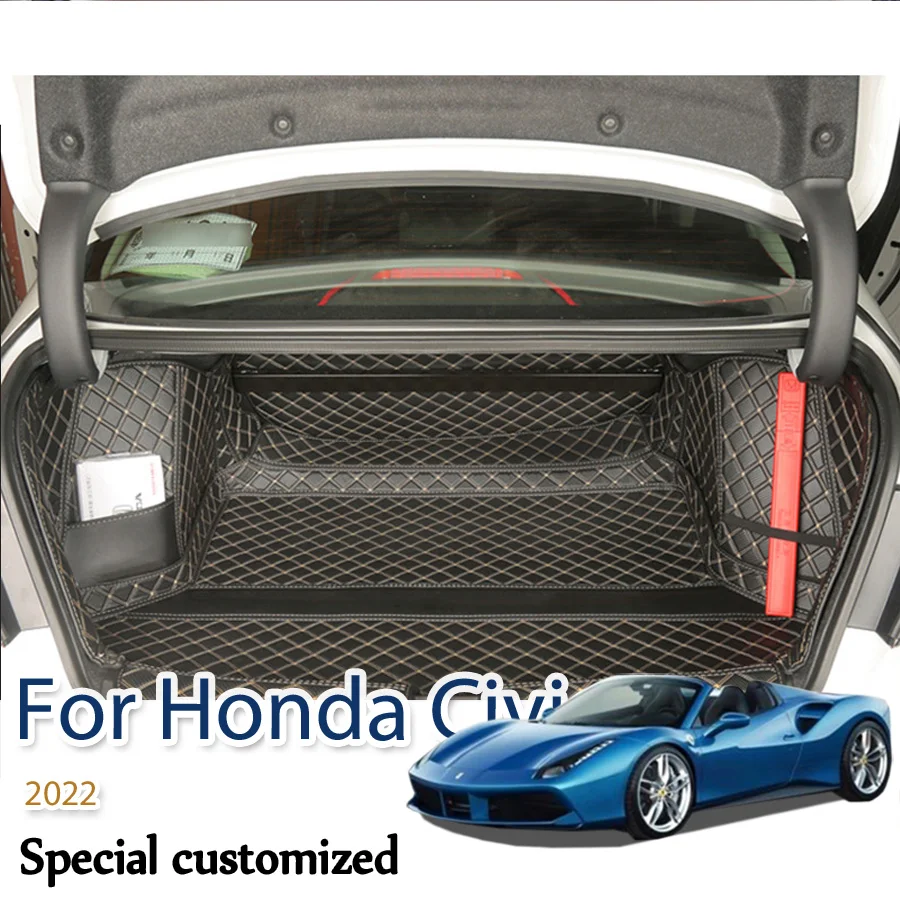 За Хонда Сивик 11th 2022 Кола багажник Мат Задна облицовка на багажника Товар Кожен под Протектор за килими Аксесоари Килими Стайлинг Изображение 0