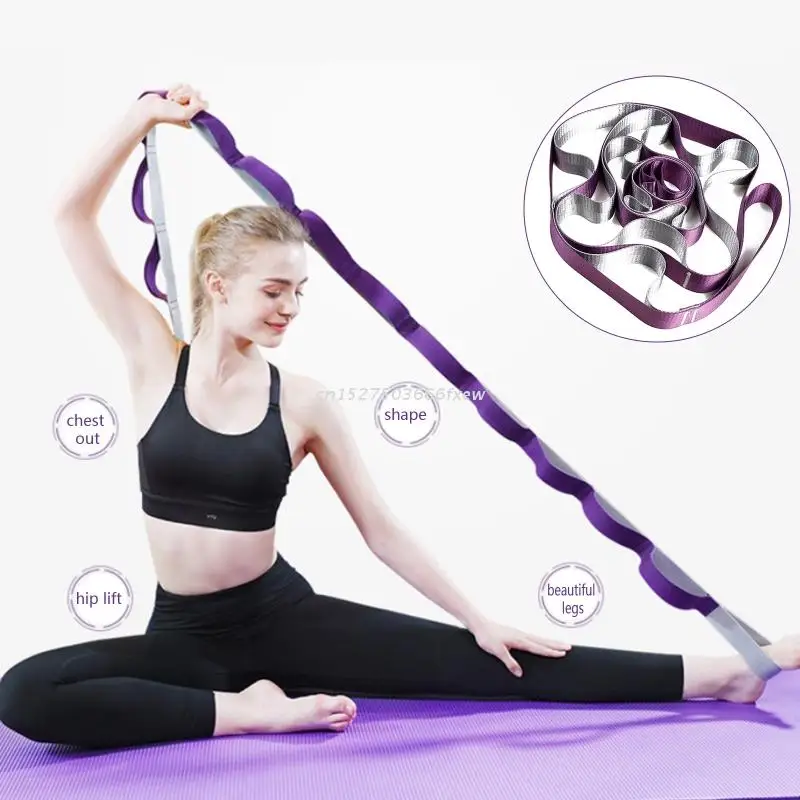 Йога каишка Multi-Loop каишка 10 бримки йога стреч каишка нееластична стреч каишка за физиотерапия Пилатес гимнастика Изображение 3