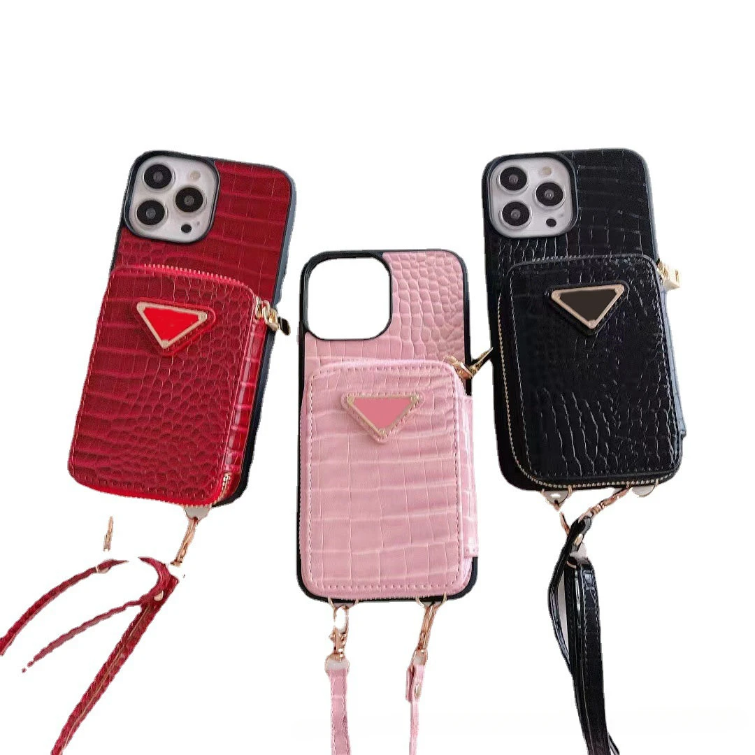 Калъф за мобилен телефон с ремък, калъф за карти с цип, анти-падане и анти-износване с лого, модерна марка, iPhone 14, 13, 12, 11 Pro Max Изображение 5