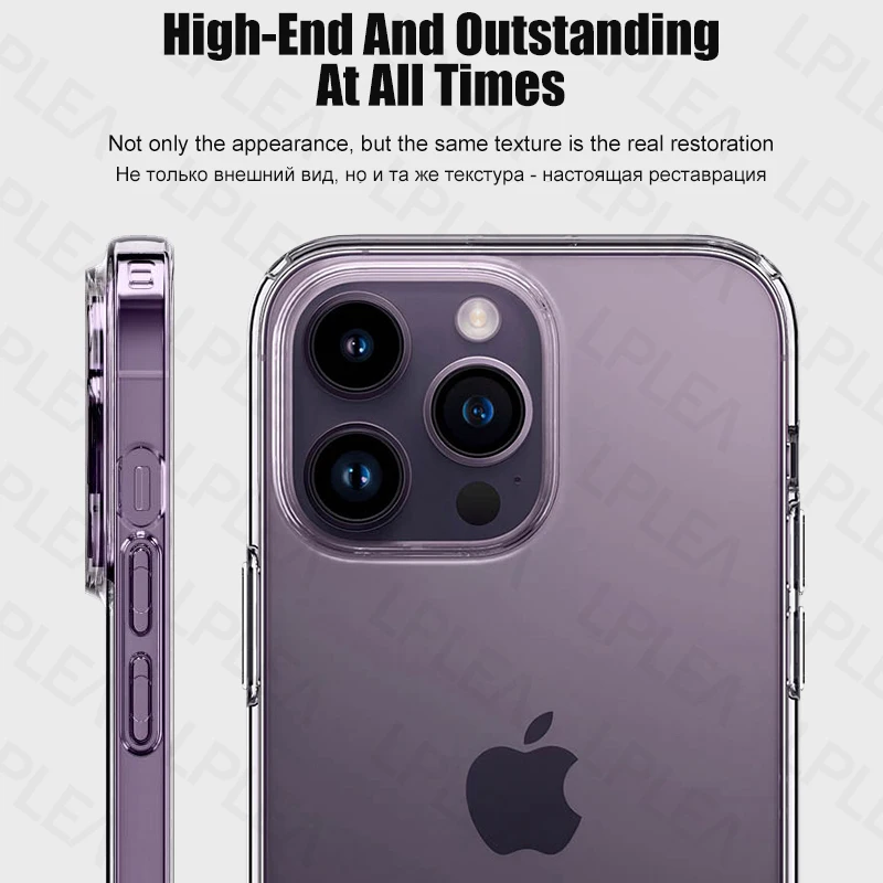Луксозен прозрачен калъф за телефон за iPhone 15 14 13 12 11 Pro Max Mini Soft Clear TPU силикон X XS XR 8 7 6 5 Plus SE заден капак Изображение 2