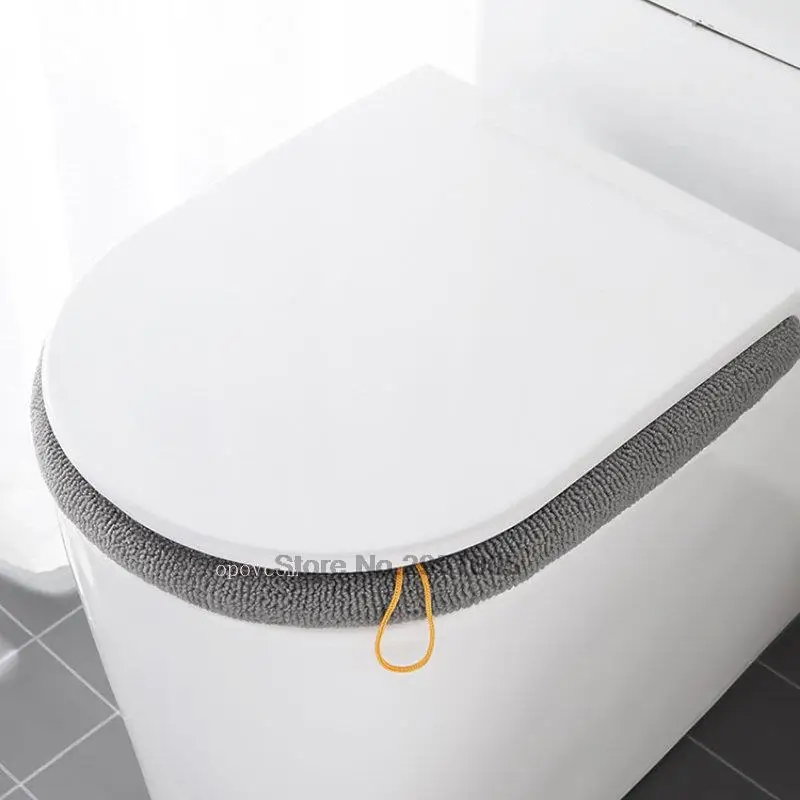Мека топла миеща се тоалетна подложка възглавница с дръжка Зимна по-дебела тоалетна седалка Cover Mat Баня Closestool Warmer аксесоари Изображение 3