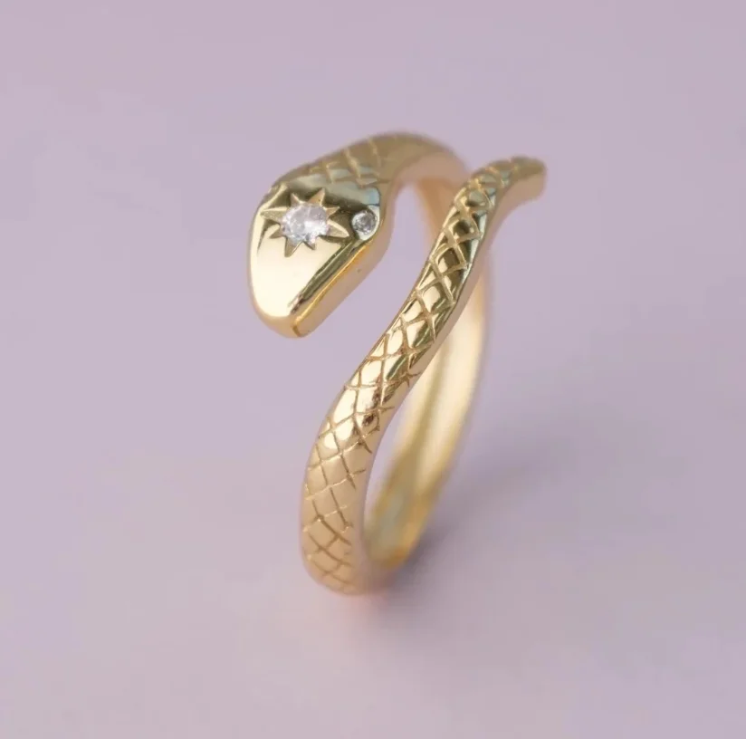 Мода Нов златен цвят Прост геометричен слънце цвете змия отворени пръстени за жени бижута 2023 Изображение 0
