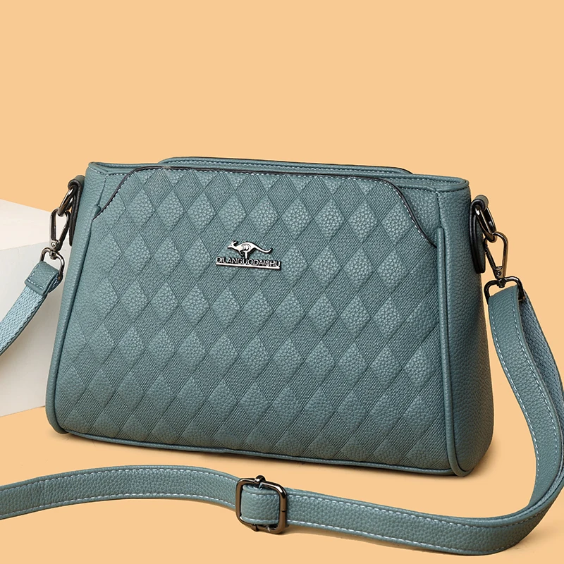 Модни луксозни дамски чанти за рамо Малка диамантена решетка Кожена марка Дамска чанта Нова женска многофункционална чанта Изображение 0