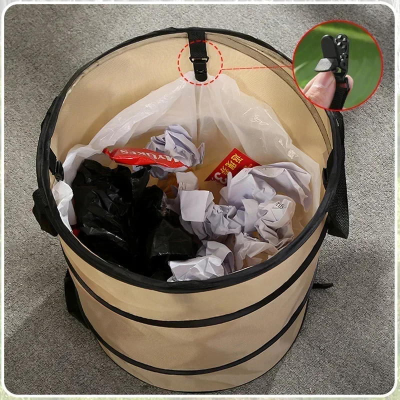 Открит къмпинг сгъваем боклук може преносим къмпинг пикник кофа за съхранение голяма сгъваема торба боклук чанта Изображение 3
