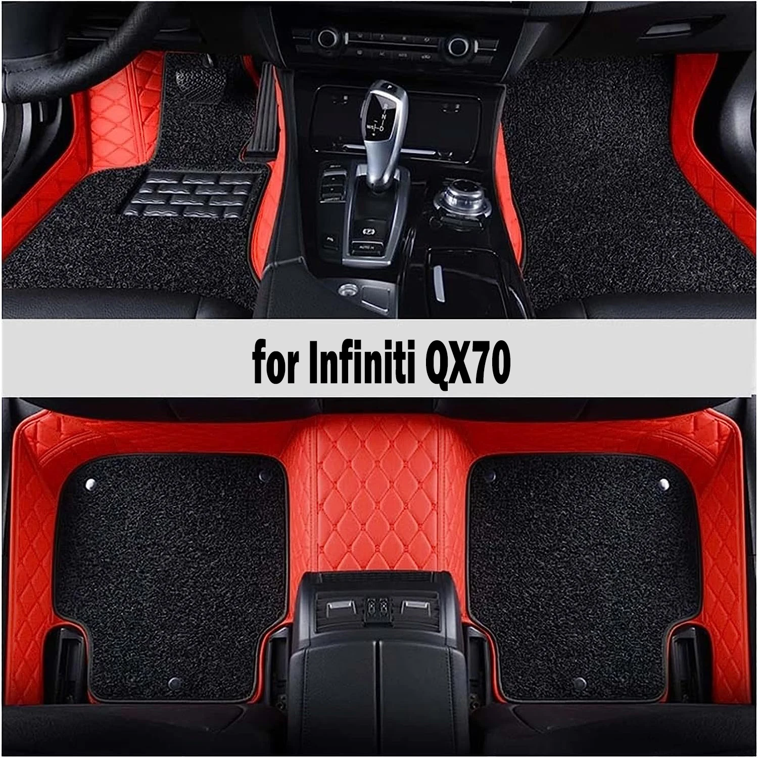 Персонализирани кожени стелки за кола за Infiniti QX70 2013 2014 2015 2016 2017 2018 Персонализирани подложки за крака Автомобилни килими за кола Изображение 0