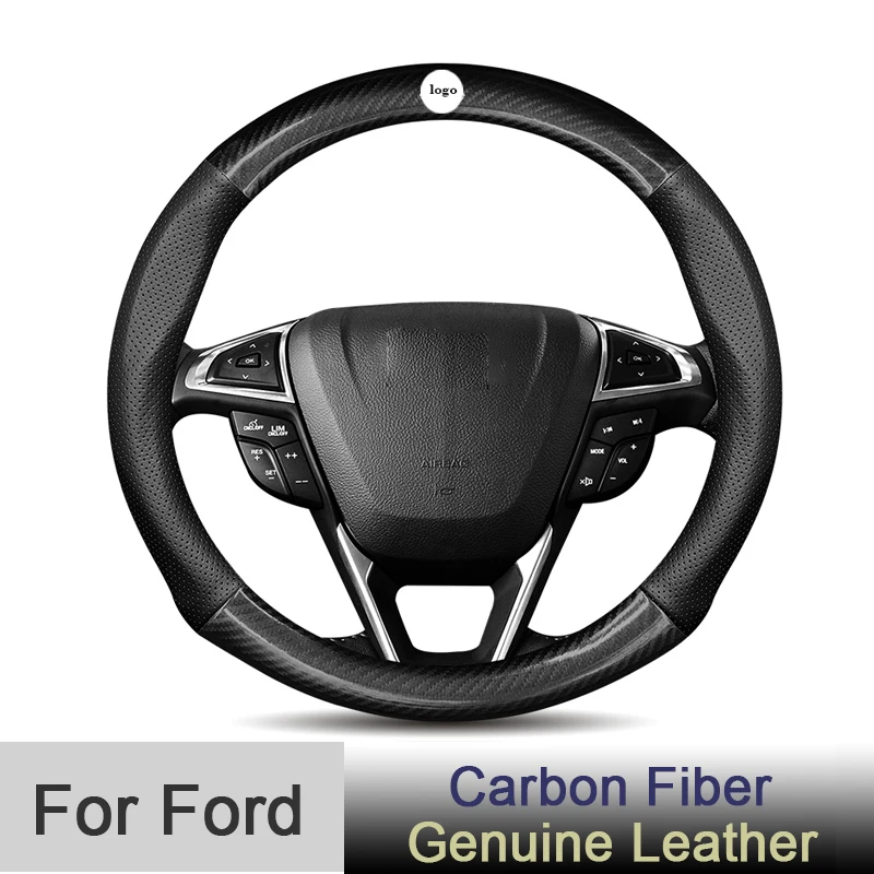 Посветен на капака на волана на Ford F150 Expedition Fiesta Focus Fusion Explorer Mondeo Ranger Аксесоари за автомобили от въглеродни влакна Изображение 0