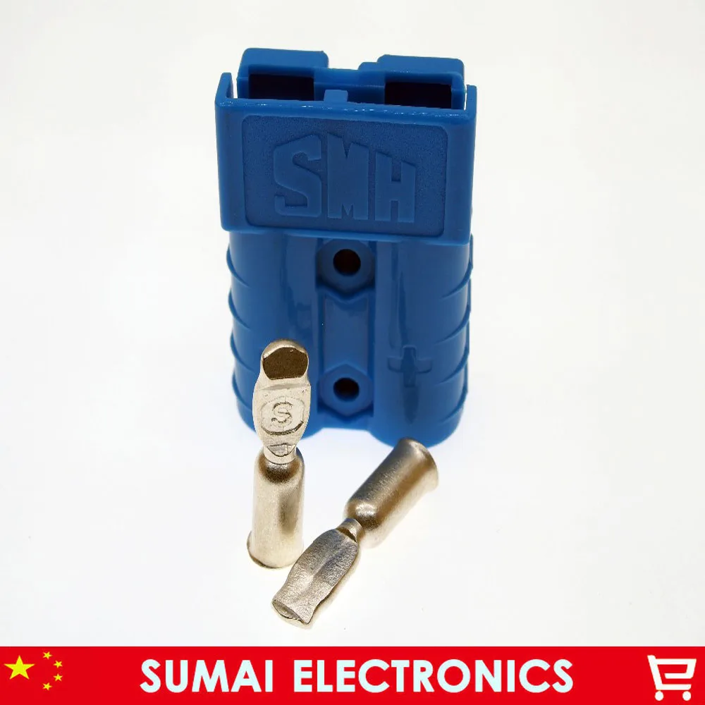  синьо, оригинален SMH SY50A 600V зарядна батерия щепсел с щифт, 50A UPS захранващ конектор за мотокар, електрокар и др. CSA, ROHS Изображение 0