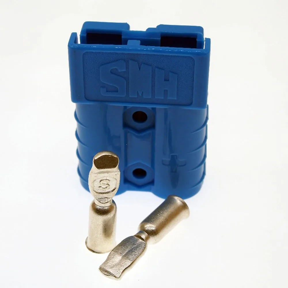  синьо, оригинален SMH SY50A 600V зарядна батерия щепсел с щифт, 50A UPS захранващ конектор за мотокар, електрокар и др. CSA, ROHS Изображение 1