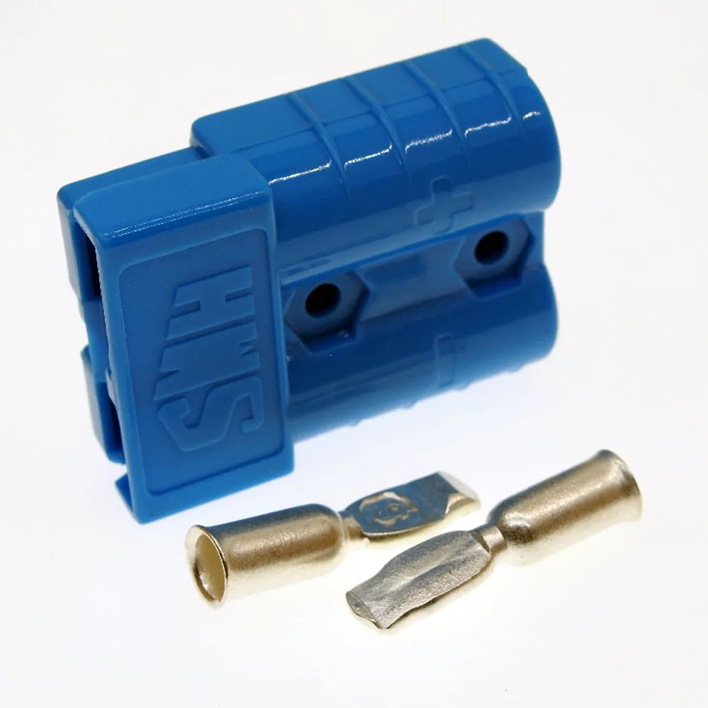  синьо, оригинален SMH SY50A 600V зарядна батерия щепсел с щифт, 50A UPS захранващ конектор за мотокар, електрокар и др. CSA, ROHS Изображение 2