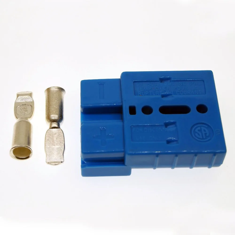  синьо, оригинален SMH SY50A 600V зарядна батерия щепсел с щифт, 50A UPS захранващ конектор за мотокар, електрокар и др. CSA, ROHS Изображение 3