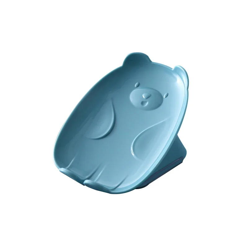 сладък мечка източване сапун притежателя кутия баня плътен цвят безплатно удар душ сапун притежателя преносими консумативи Gadge гъба съхранение плоча Изображение 4