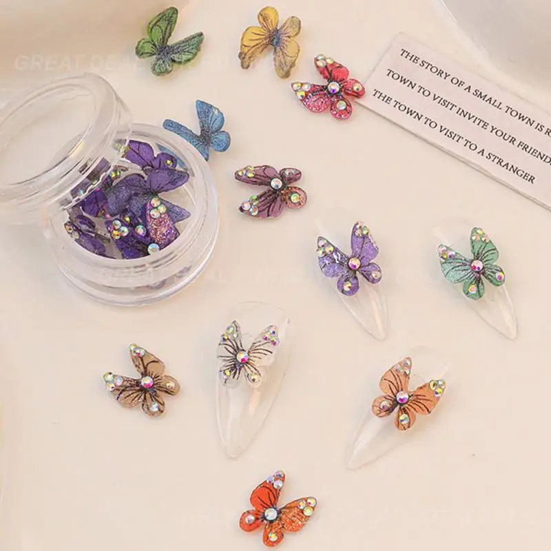 Цветни нокти пеперуда орнаменти шоу пеперуда орнаменти пеперуда диви нокти изкуство аксесоари кристали / декорации Направи си сам Изображение 0