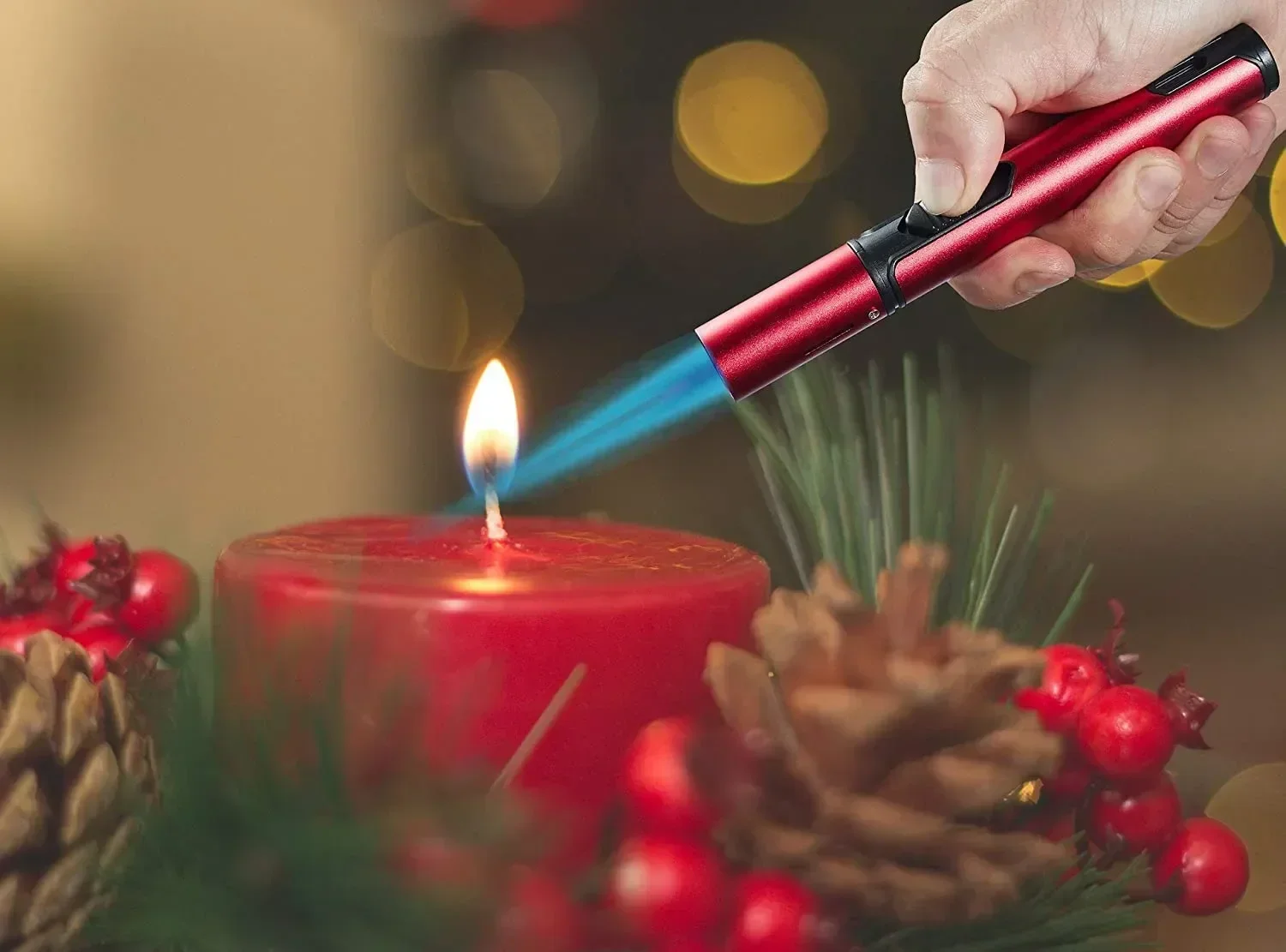 ЧЕСТЕН Метална ветроупорна запалка за многократна употреба Запалка за писалка Jet Flame Butane Lighter Кухня барбекю свещ къмпинг Мъжка притурка Изображение 4